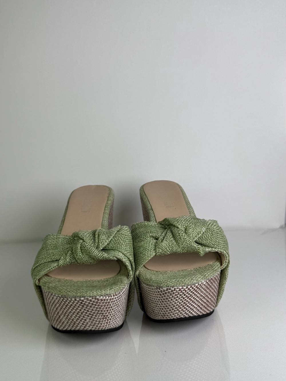🔥👠Green Knotted Platform Slide Sandals